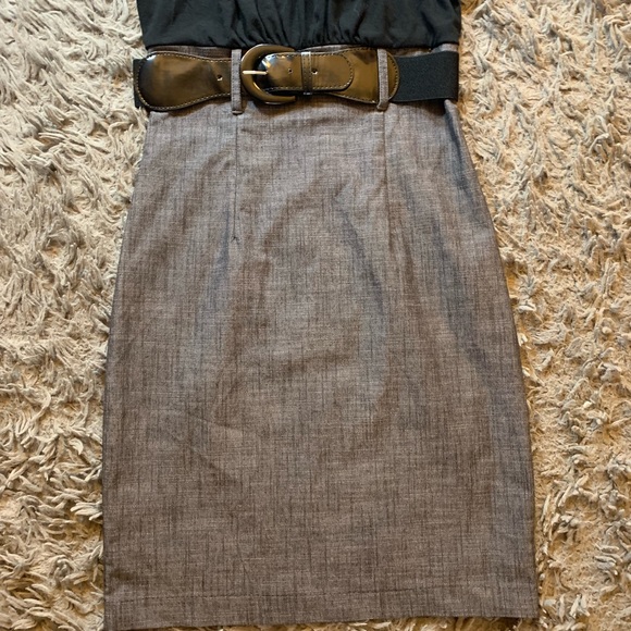 Vintage Y2K grey and black milkmaid belted A. Byer dress sz 3 - Picture 8 of 8